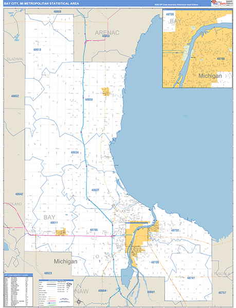 Bay City Metro Area Wall Map
